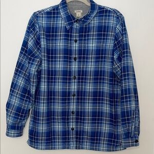 L.L. Bean Vintage Blue Plaid Men's Fleece Lined Flannel Button Down Shirt Small
